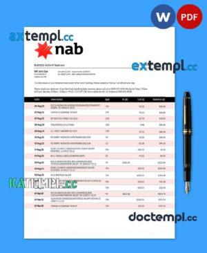 sample NAB Bank company account statement Word and PDF template download