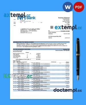 sample NH Bank firm account statement Word and PDF template download