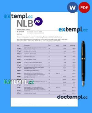 sample NLB Bank firm account statement Word and PDF template download