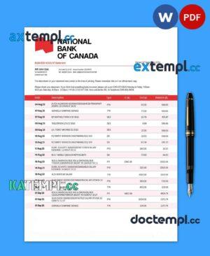 sample NATIONAL Bank of Canada organization statement Word and PDF template download