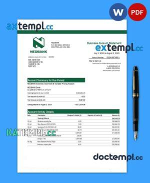 sample NEDBANK firm statement Word and PDF template download