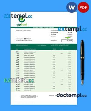 sample OTP Bank firm statement Word and PDF template download