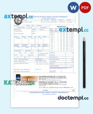 sample PAKISTAN FAISALABAD utility bill Word and PDF template download