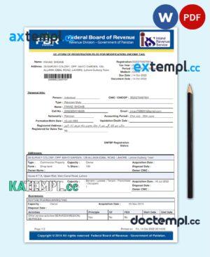 sample PAKISTAN FBR utility bill Word and PDF template download