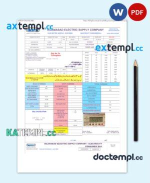 sample PAKISTAN IESC utility bill Word and PDF template download