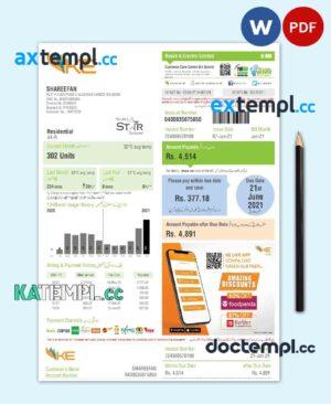 sample PAKISTAN K-ELECTRIC LIMITED utility bill Word and PDF template download