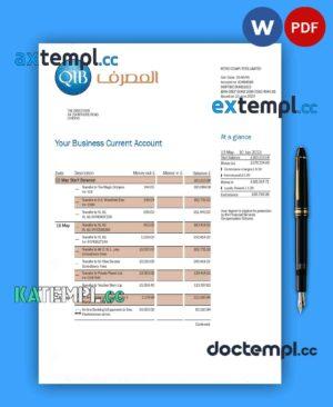 sample QATAR Islamic Bank business statement Word and PDF template download