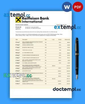 sample RAIFFEISEN Bank International company statement Word and PDF template download