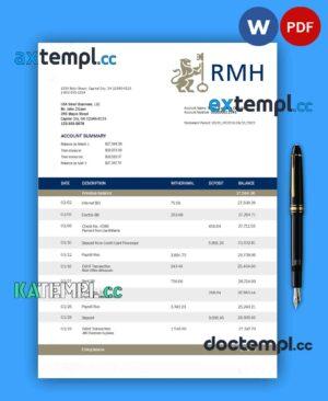 sample Rand Merchant Bank enterprise account statement Word and PDF template download