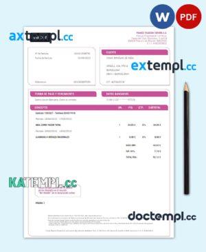 sample SPAIN YACOM utility bill Word and PDF template download