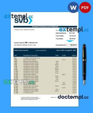 sample SVB Bank firm statement Word and PDF template download