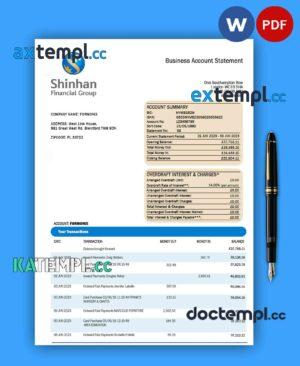 sample SHINHAN Financial Group enterprise statement Word and PDF template download