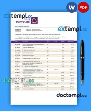 sample SIAM Commerical Bank enterprise statement Word and PDF template download