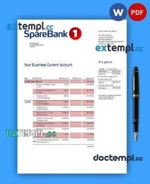 sample Sparebank 1 firm account statement Word and PDF template download