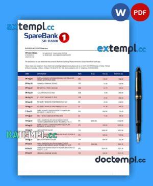 sample Sparebank 1 Sr B enterprise account statement Word and PDF template download