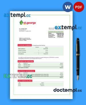 sample ST. George Bank organization statement Word and PDF template download