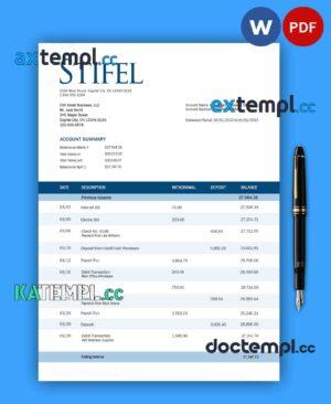 sample STIFEL Financial Bank firm statement Word and PDF template download