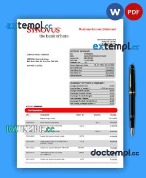 sample SYNOVUS Bank enterprise statement Word and PDF template download