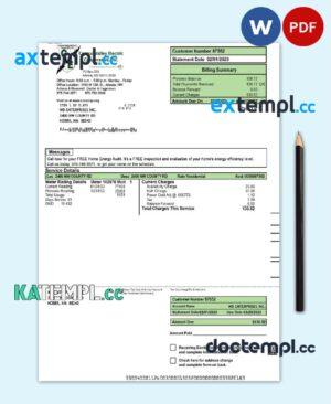 sample USA CENTRAL VALLEY ELECTRIC utility bill Word and PDF template download