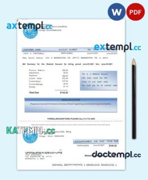 sample USA CITY OF CHICAGO utility bill Word and PDF template download