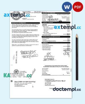sample USA CITY OF JACKSON utility bill Word and PDF template download