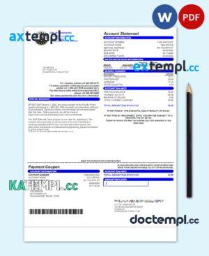 sample USA CITY OF WAXAHACHIE utility bill Word and PDF template download