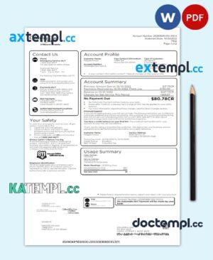 sample USA COLUMBIA GAS OF OHIO utility bill Word and PDF template download