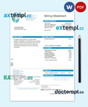sample USA CRWWD utility bill Word and PDF template download
