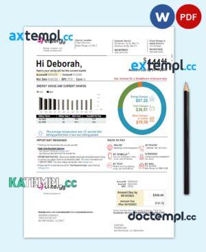 sample USA ENTERGY utility bill Word and PDF template download