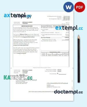 sample USA EVERGY utility bill Word and PDF template download
