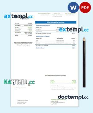 sample USA FLORIDA CONSERVICE utility bill Word and PDF template download