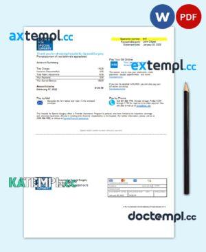 sample USA Ohio Hospital For Special Surgery utility bill template in Word and PDF format download