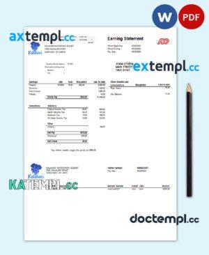 sample USA Ohio Kalahari Waterpark Resort utility bill template in Word and PDF format download
