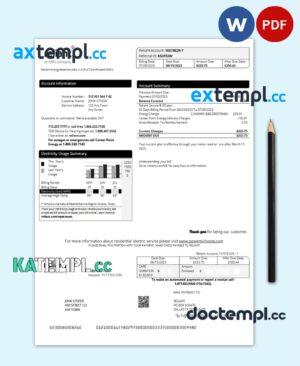 sample USA Reliant utility bill Word and PDF template download
