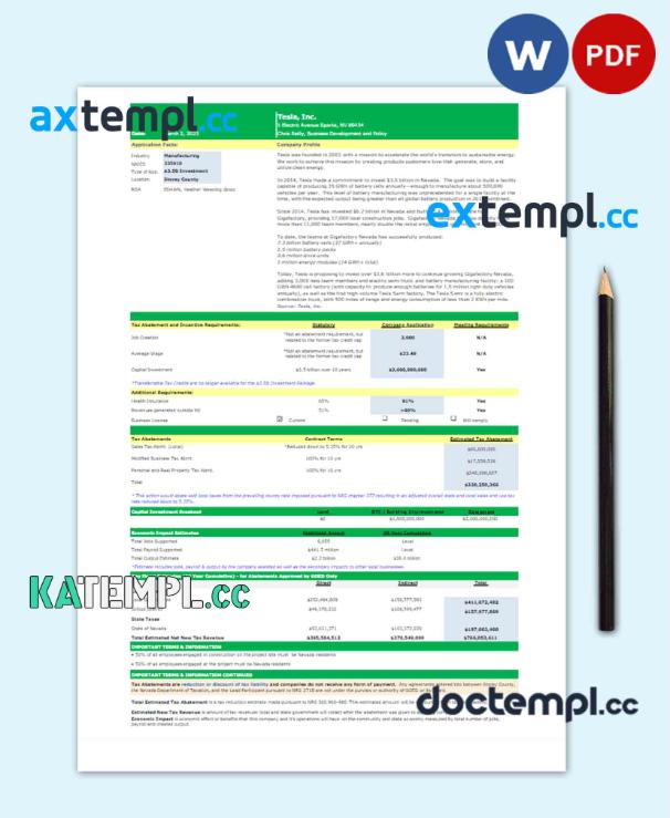 sample USA TESLA utility bill Word and PDF template download