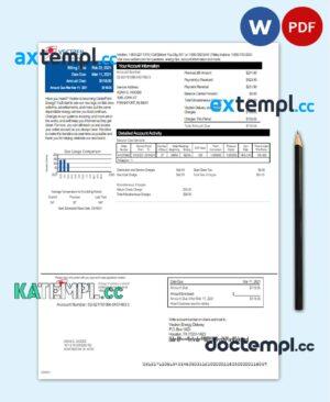 sample USA VECTREN utility bill Word and PDF template download