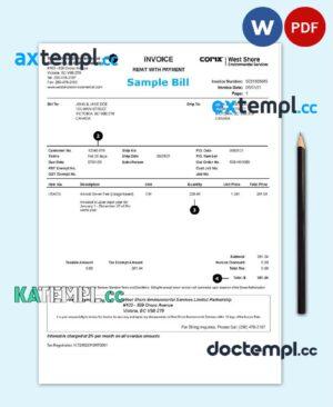 sample USA WEST SHORE utility bill Word and PDF template download