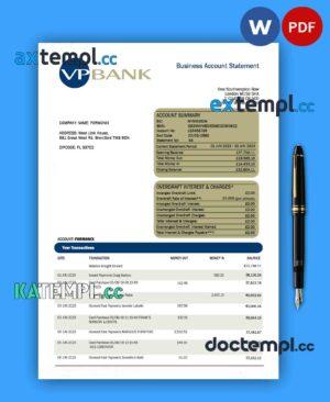 sample VP Bank firm account statement Word and PDF template download