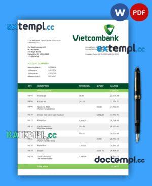 sample VIETCOMBANK business statement Word and PDF template download