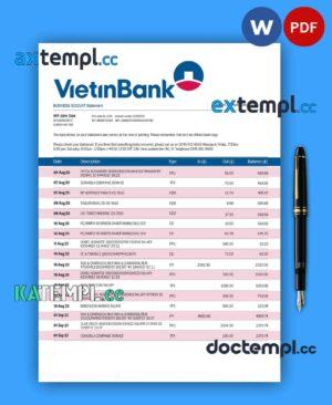 sample VIETIN Bank firm account statement Word and PDF template download