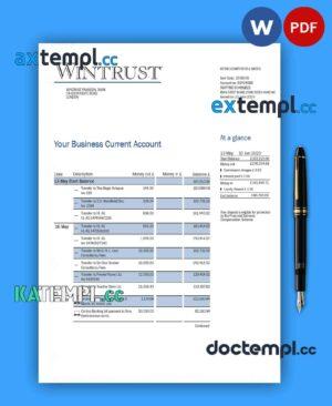 sample Wintrust Financial Bank enterprise account statement Word and PDF template download