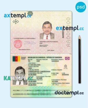 sample Cameroon passport template in PSD format, version 2 download