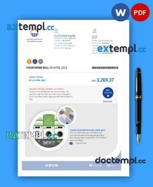 sample Al Ain Distribution Company business utility bill, Word and PDF template, 5 pages download