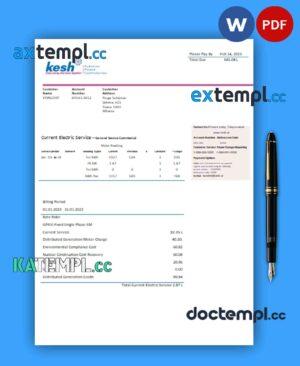 sample Albanian Power Corporation business utility bill, Word and PDF template download