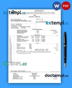 sample Algerie Telecom business utility bill, Word and PDF template download