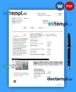sample Ambit Energy business utility bill, Word and PDF template download