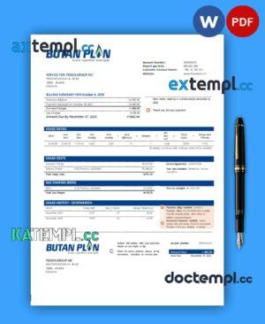 sample BUTAN PLIN d.o.o. gas utility business bill, Word and PDF template download
