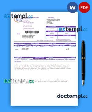 sample Belize Water Services Limited business utility bill, PDF and WORD template download