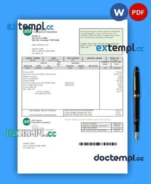 sample C & L Electric Cooperative Corporation business utility bill, PDF and WORD template download