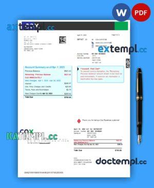 sample COX digital cable television business utility bill, PDF and WORD template download